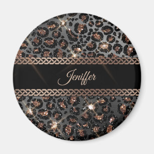 Aimant Parties scintillant Leopard Black Gold personnalis