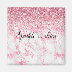 Aimant Parties scintillant Marbre blanc rose
