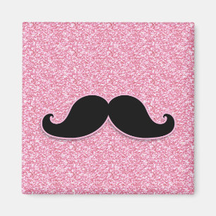 Aimant Parties scintillant ROSE MUSTACHE NOIRE IMPRIMÉE