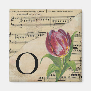 Aimant Partition violette Monogramme de la musique
