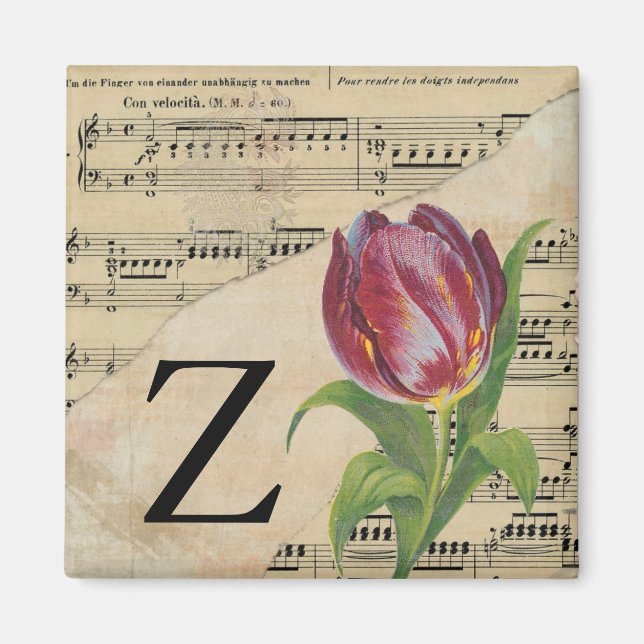 Aimant Partition violette Musique Monogramme initial Z (Devant)