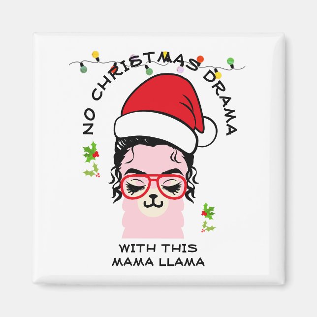 Aimant PAS DE DRAMA MAMA LAMA Drôle Noël (Devant)