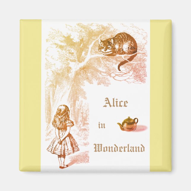 Aimant Pastel Cheshire Jaune Chat Alice au Pays des merve (Devant)