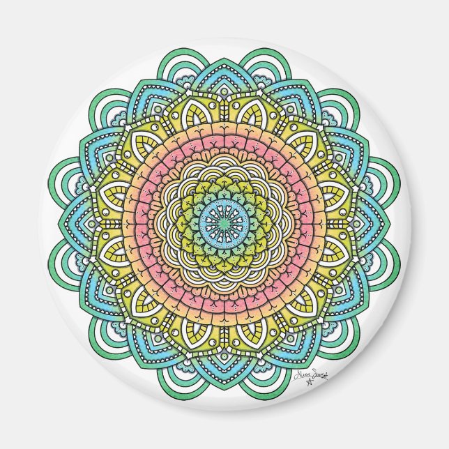 Aimant Pastel Defleur Mandala (Devant)