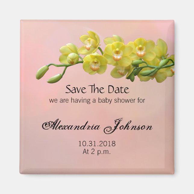 Aimant Pastel Doux Rose Économisez Le Baby shower Date (Devant)