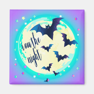Aimant Pastel Goth Bat Art - "I am the Night" Quote