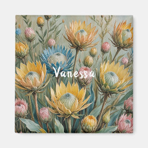 Aimant Pastel Protea Dream : Elégant Floral