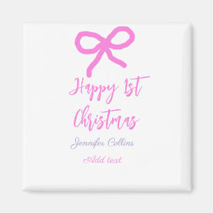 Aimant Pastel rose violet heureux 1er Noël bow name da
