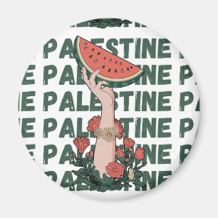 Aimant pastèque, fleurs et palestine Texte Répéter