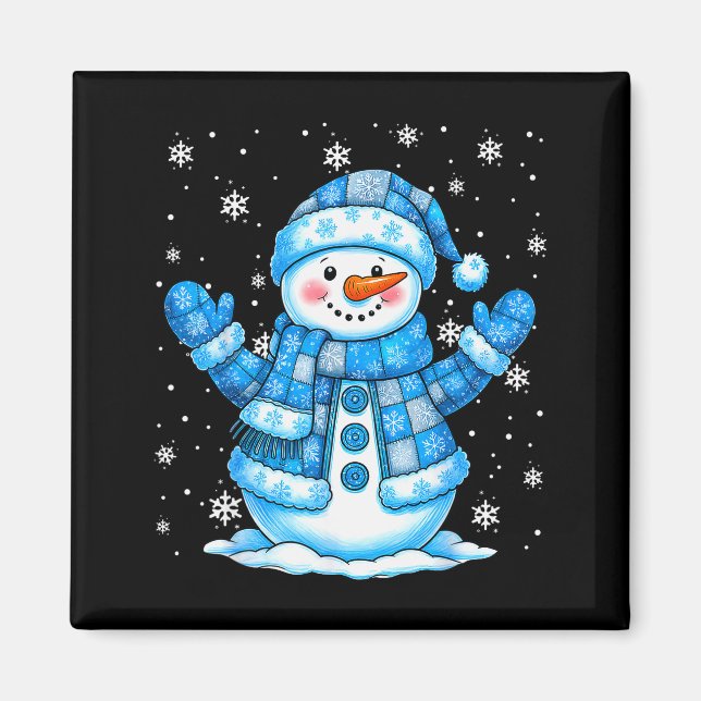 Aimant Patchwork Quilt Snowman Quilter Merry Christmas Pa (Devant)