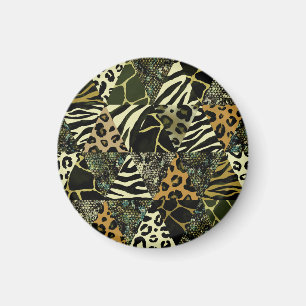 Aimant Patchwork Safari : Poster de animal aquarelle.