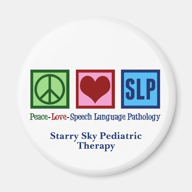 Aimant Pathologie du langage vocal Custom Peace Love SLP (Devant)
