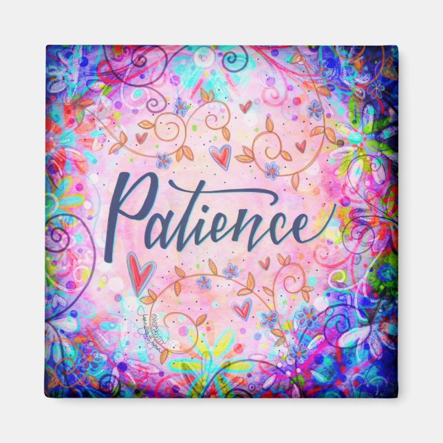 Aimant Patience rose Floral tendance Whimsical Inspirant (Devant)