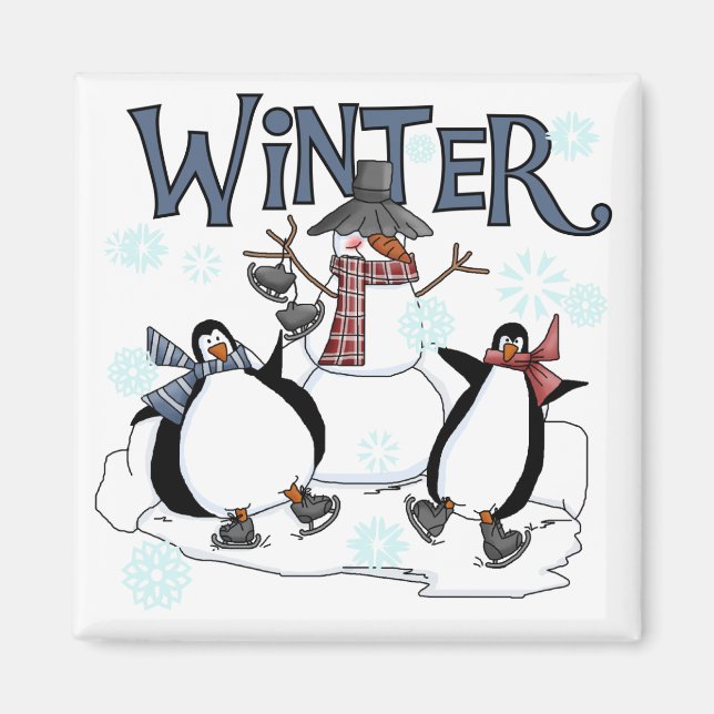 Aimant Patinage de pingouin T-shirts et cadeaux de vacanc (Devant)