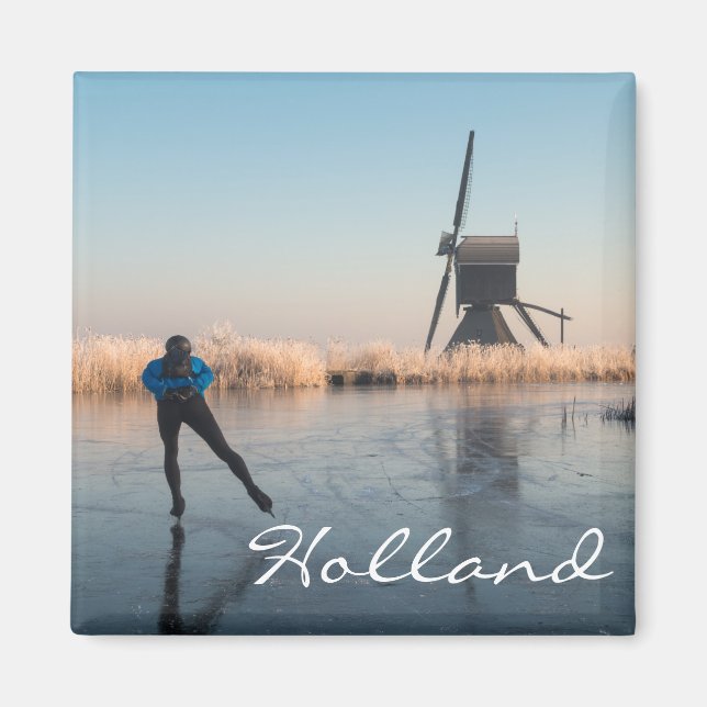 Aimant Patinage sur glace au-delà du moulin à vent et des (Devant)