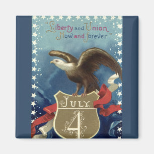 Aimant Patriote vintage Fête nationale du 4 juillet, Aigl