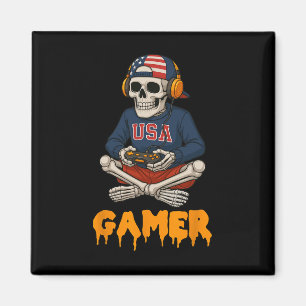 Aimant Patriotique Halloween Squelette Gamer Funny Squele