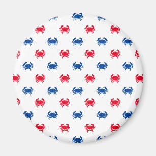 Aimant Patriotique motif de crabe rouge blanc et bleu