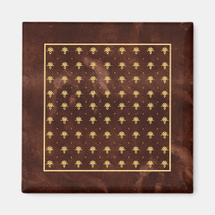 Aimant Pattern Leather Brown et Gold Damask