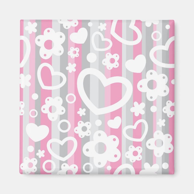 Aimant Pattern with Hearts and Flowers (Devant)
