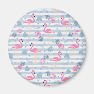 Aimant Patters de Whimsical Flamingo et Pineapple