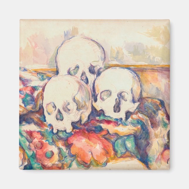 Aimant Paul Cezanne - Aquarelle à trois crânes (Devant)