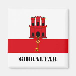 Aimant Pavillon Gibraltar avec texte Gibraltar