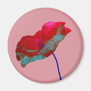 Aimant Pavot rouge au rose foncé chaud