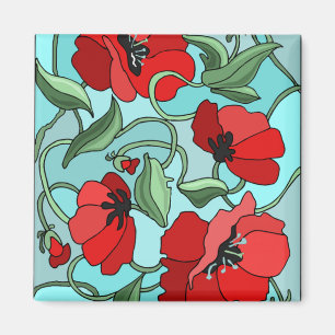 Aimant Pavots rouges