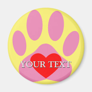 Aimant Pawprint chien rose Nom personnalisé