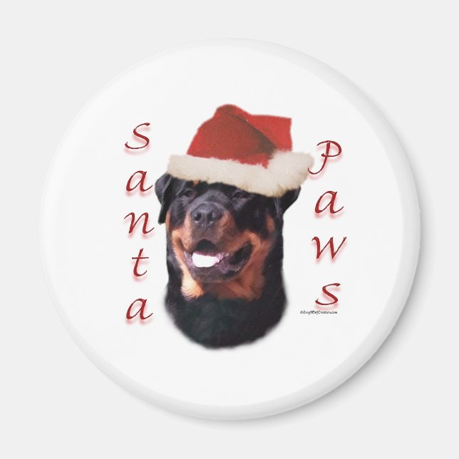 Aimant Paws Père Noël Rottweiler (Devant)