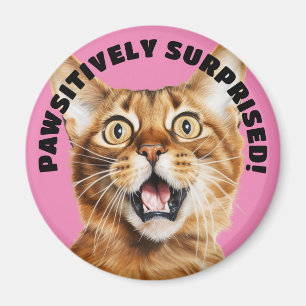 Aimant PAWSITIVEMENT SURPRIS ! Drôle Crazy Cat Rose