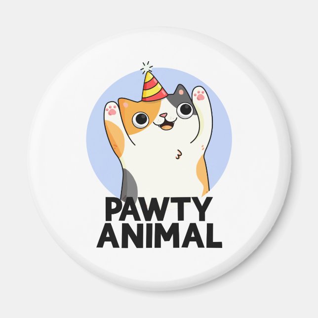 Aimant Pawty Animal Funny Party Casquette Cat Pun (Devant)