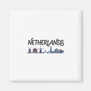 Aimant Pays-Bas Skyline Voyage Vacances Tenues
