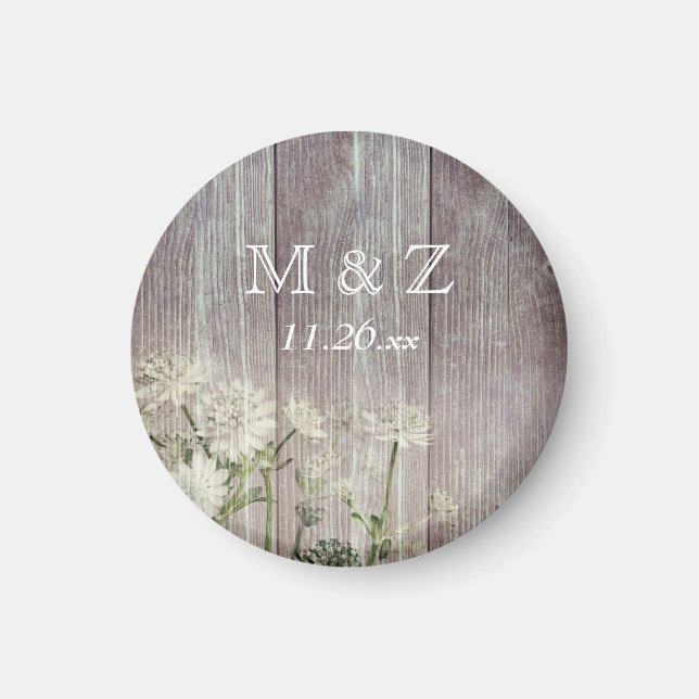 Aimant Pays rustique Mariage en bois blanc Enregistrer la (Devant)
