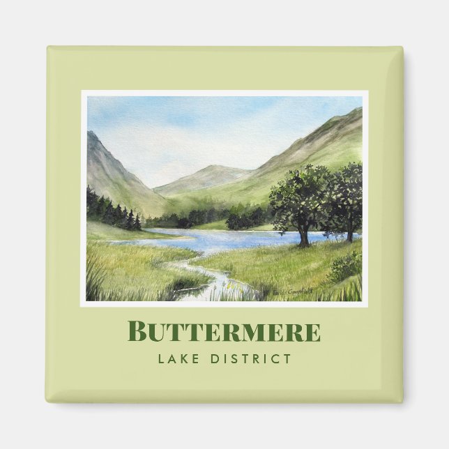 Aimant Paysage aquarelle Peinture du lac Buttermere (Devant)