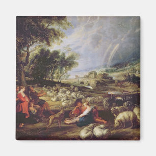 Aimant Paysage avec un arc-en-ciel