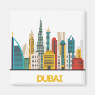 Aimant paysage coloré de bande dessinée de Dubaï