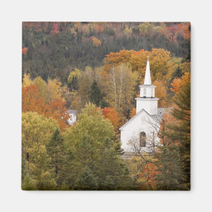 Aimant Paysage d'automne avec église, Vermont, États-Un