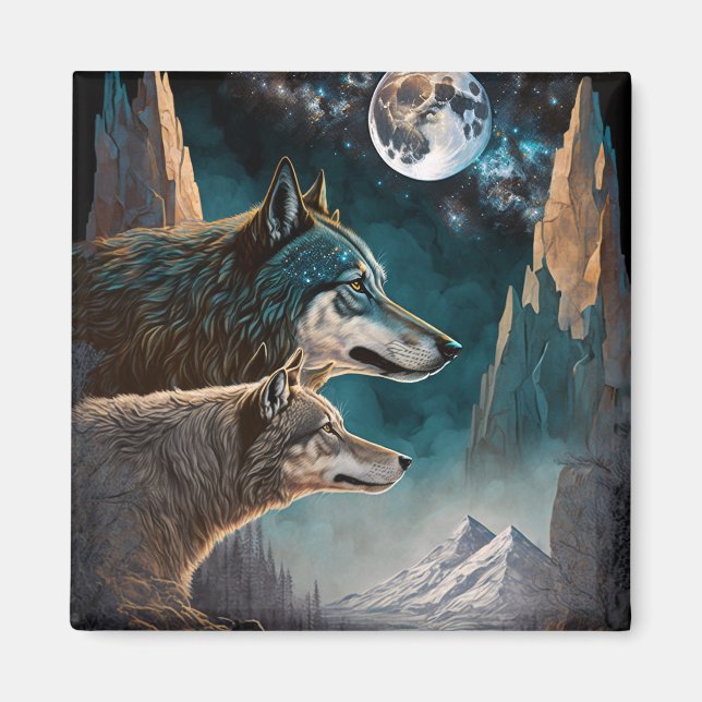 Aimant Paysage de l'Imaginaire de la Pleine lune des loup (Devant)