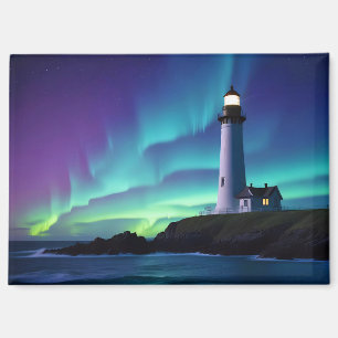 Aimant Paysage du phare Côte Océan Aurora Nuit