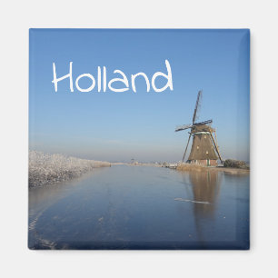 Aimant Paysage hivernal avec moulin à vent et glace