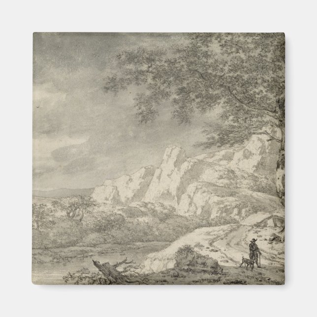 Aimant Paysage montagneux avec un randonneur (Devant)