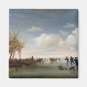 Aimant Paysage néerlandais avec Skaters