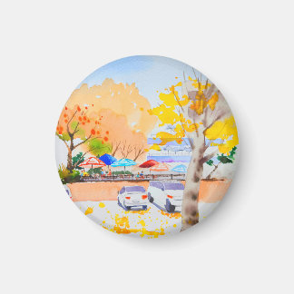 Aimant Paysage urbain automnal aquarelle
