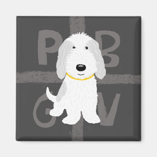 Aimant PBGV gris et blanc
