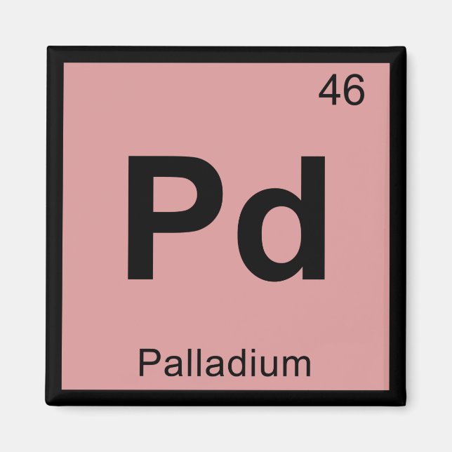Aimant Pd - Symbole de table périodique de la chimie du p (Devant)