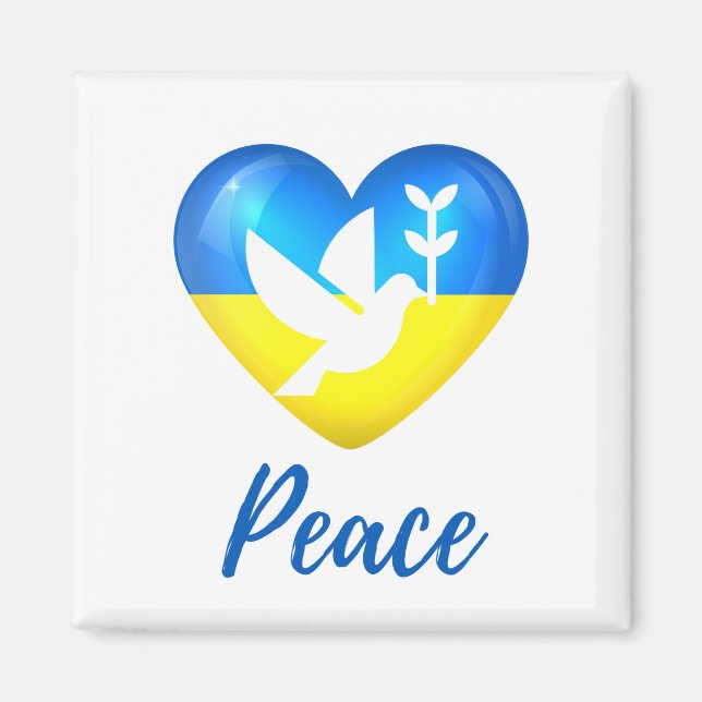Aimant Peace Dove Ukraine - Coeur du drapeau (Devant)