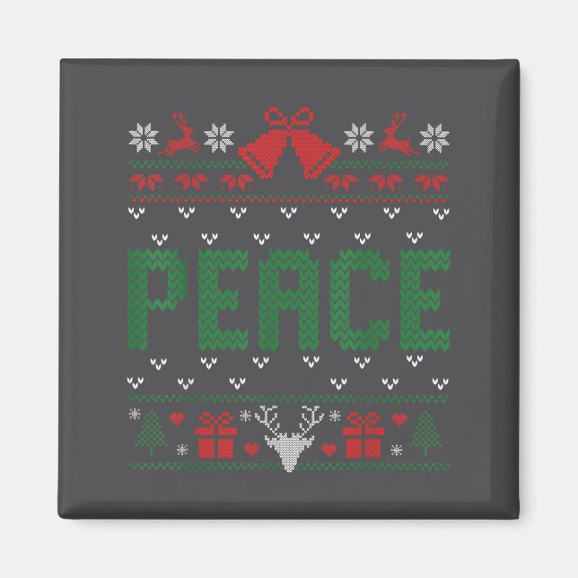 Aimant Peace I Come In Peace Couple Matching Ugly Christm (Devant)