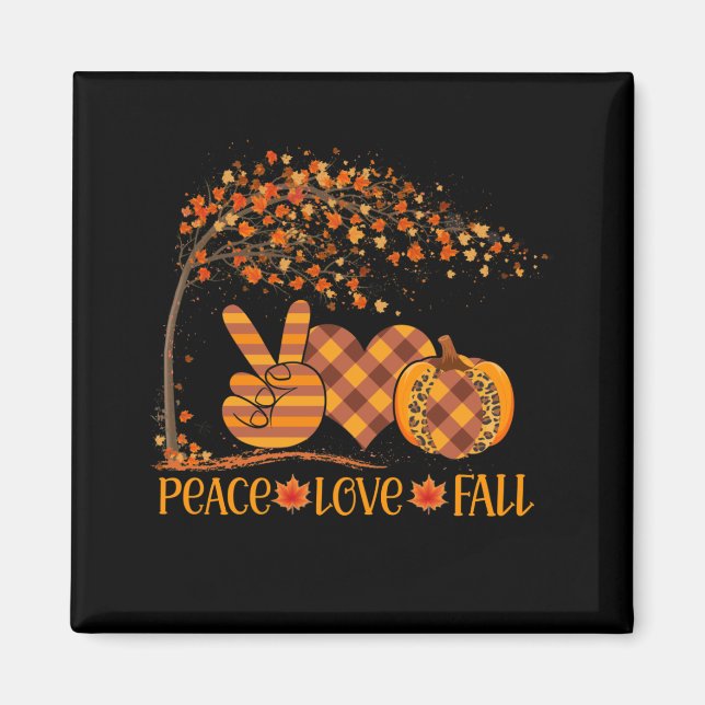 Aimant Peace Love Automne Citrouille Autum Happy Fall (Devant)